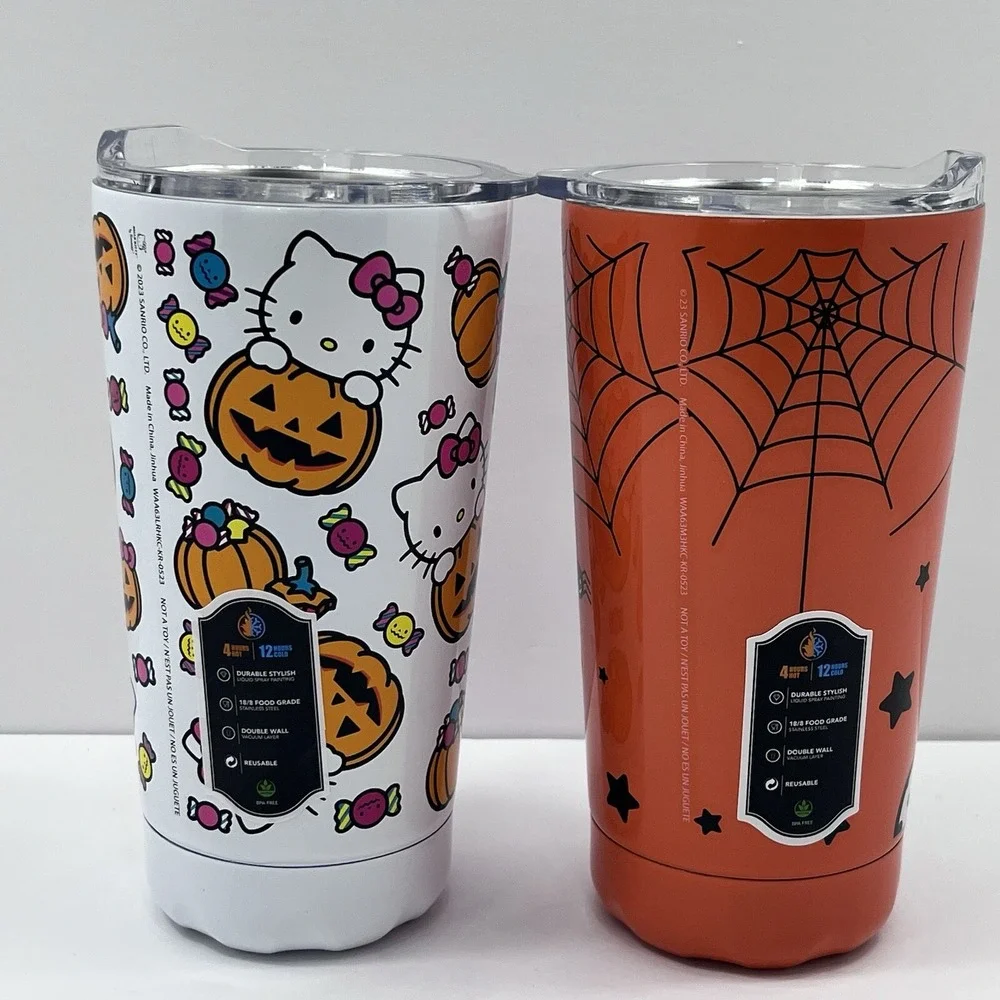 Sanrio Hello Kitty Halloween‎ Pumpkin Travel Car Tumbler Mug Set Of 2